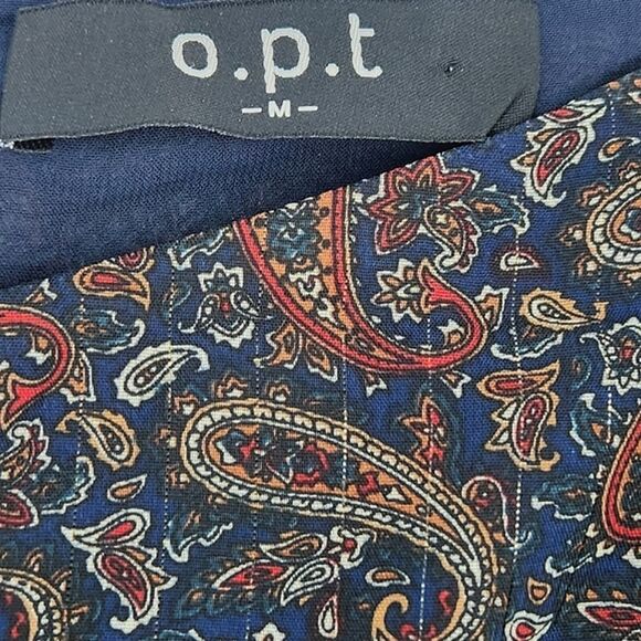 OPT One Pretty Time West Dress Size Medium Womens Blue Paisley Sheer Whimsygoth - Picture 5 of 12
